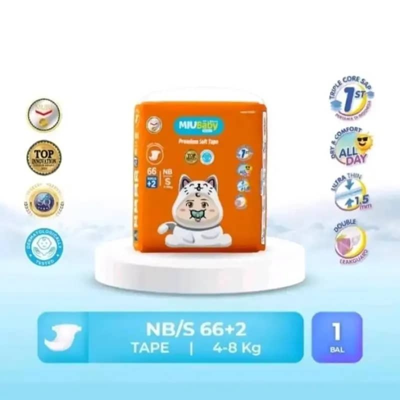 Miu Baby Premium Soft Tape NB - S 66 | Popok Bayi tipe Perekat