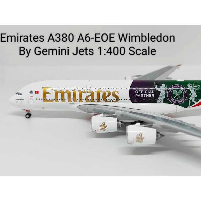 Emirates A380 A6-EOE Wimbledon By Gemini Jets 1:400 Scale TKsb99