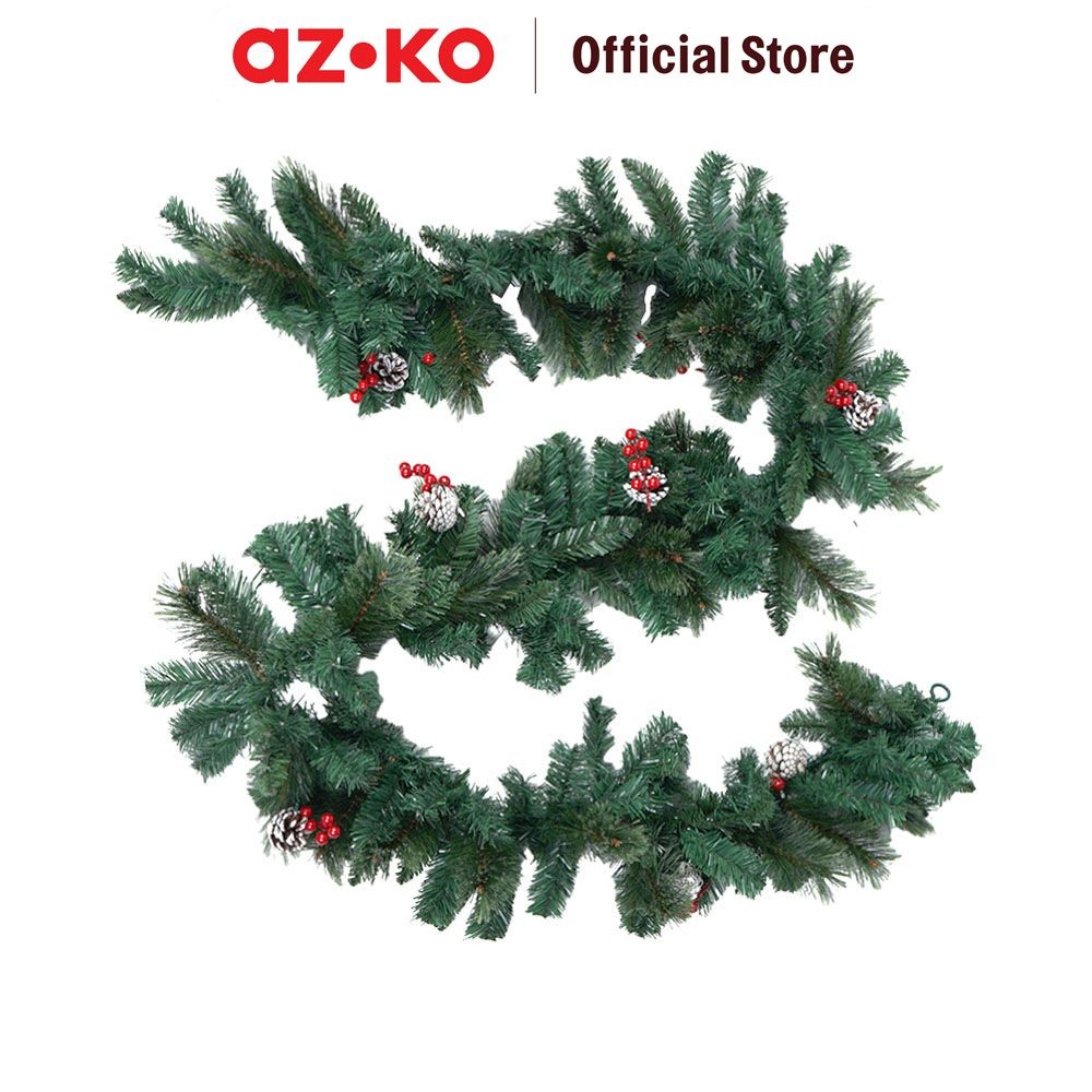 AZKO Noelle 270 cm Garland Dekorasi Natal Christmas Cone Berry - Hijau Hiasan Natal Pernak Pernik Na