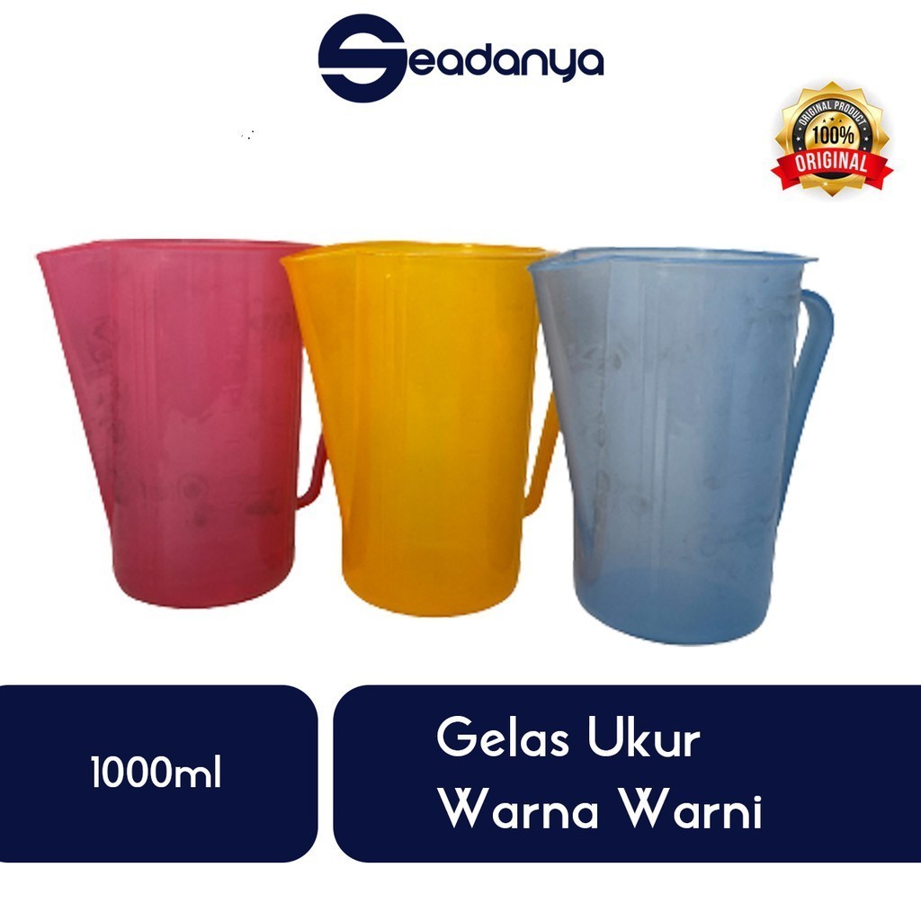 Gelas Ukur/Gelas Takar 1000ml Warna Warni (RANDOM)-Cup Plastik-Measure-Takaran-Sendok Takar-Plastic-
