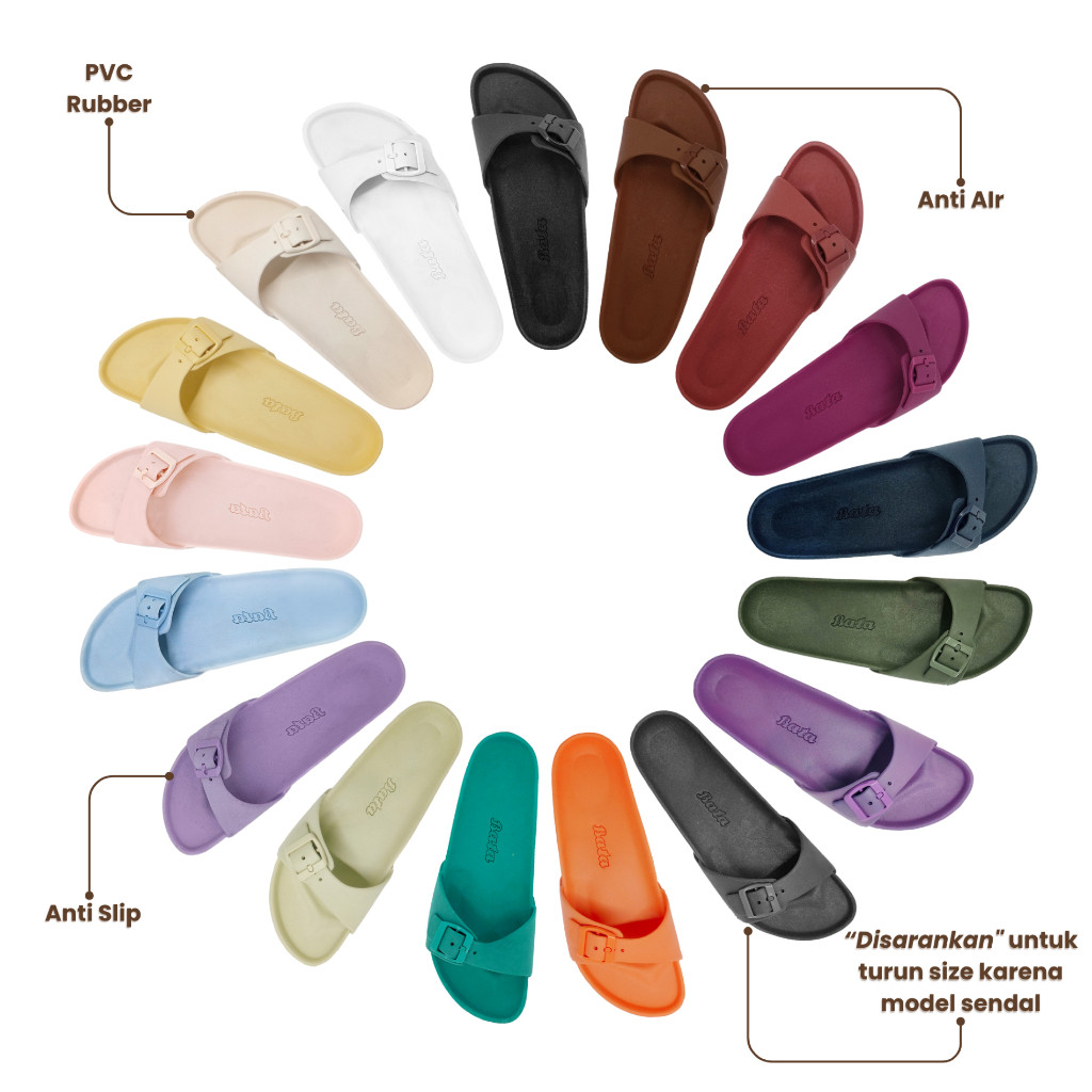 EVO STORE BATA - PIA "Rubber" Sandal Slide Karet Wanita