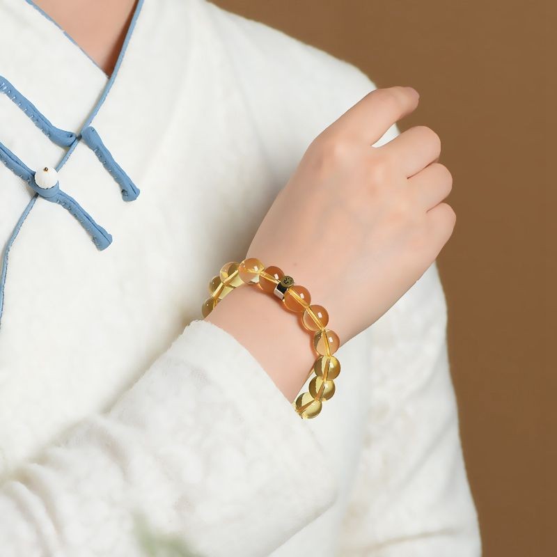 [Kirim sertifikat penilaian] Gelang citrine alami wanita 925 perak murni