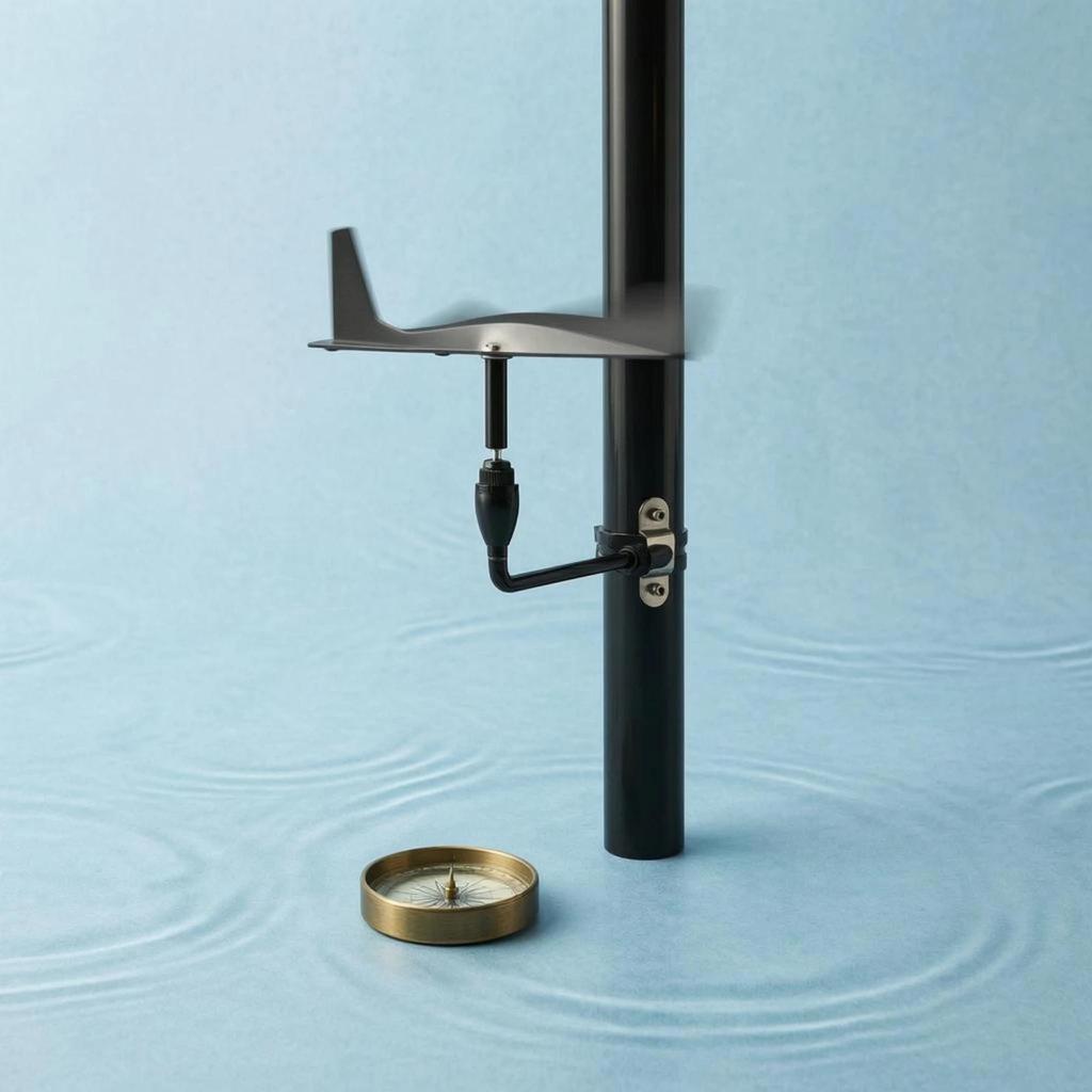 Sailboat Wind Vane Long Arm Mast Wind Vane Marine Harde Rigid Black