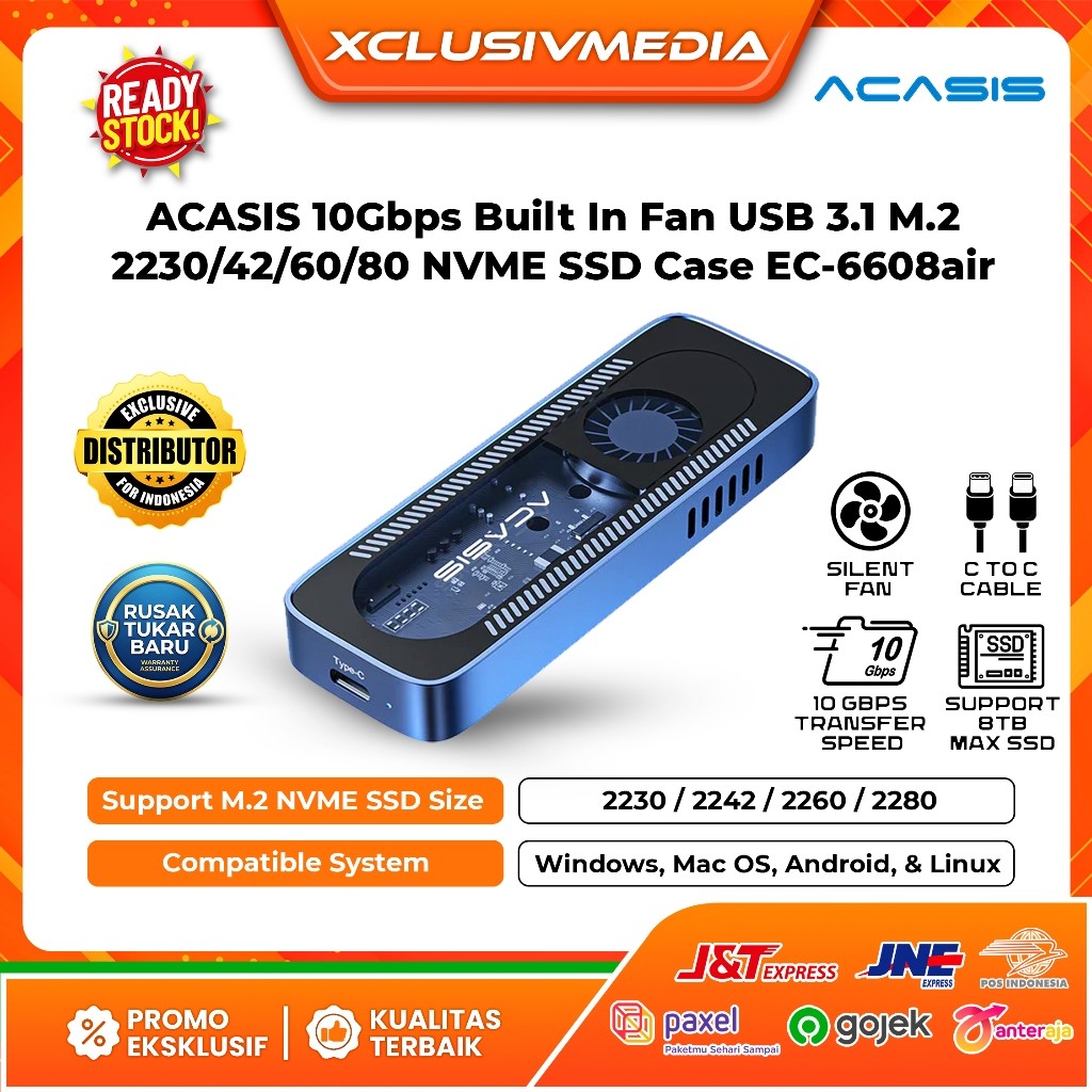 Acasis 10Gbps USB 3.1 M.2 NVMe SSD Enclosure Case EC-6608air