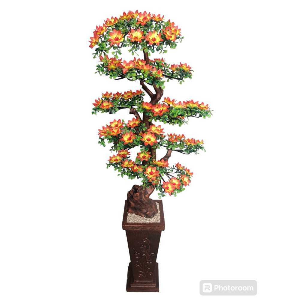 [bunga set pot] pohon hawai artificial tinggi 140 cm jumbo / bunga hias sudut / pohon bunga hawai ar