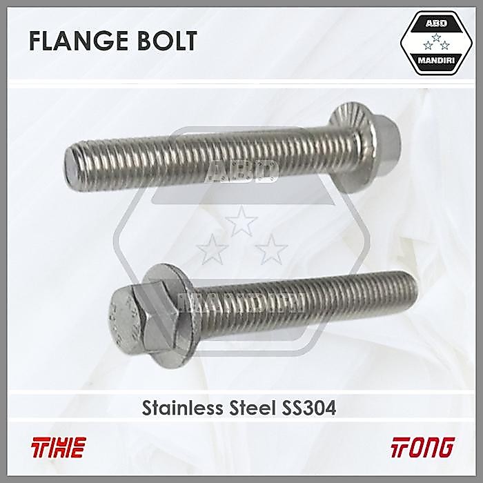 SS304 Baut Flange M8 X 40 ( SUS304 A2-70 Flange Bolt Stainless  ) M8x40 / 8x40 / Baut Topi 8 x 40