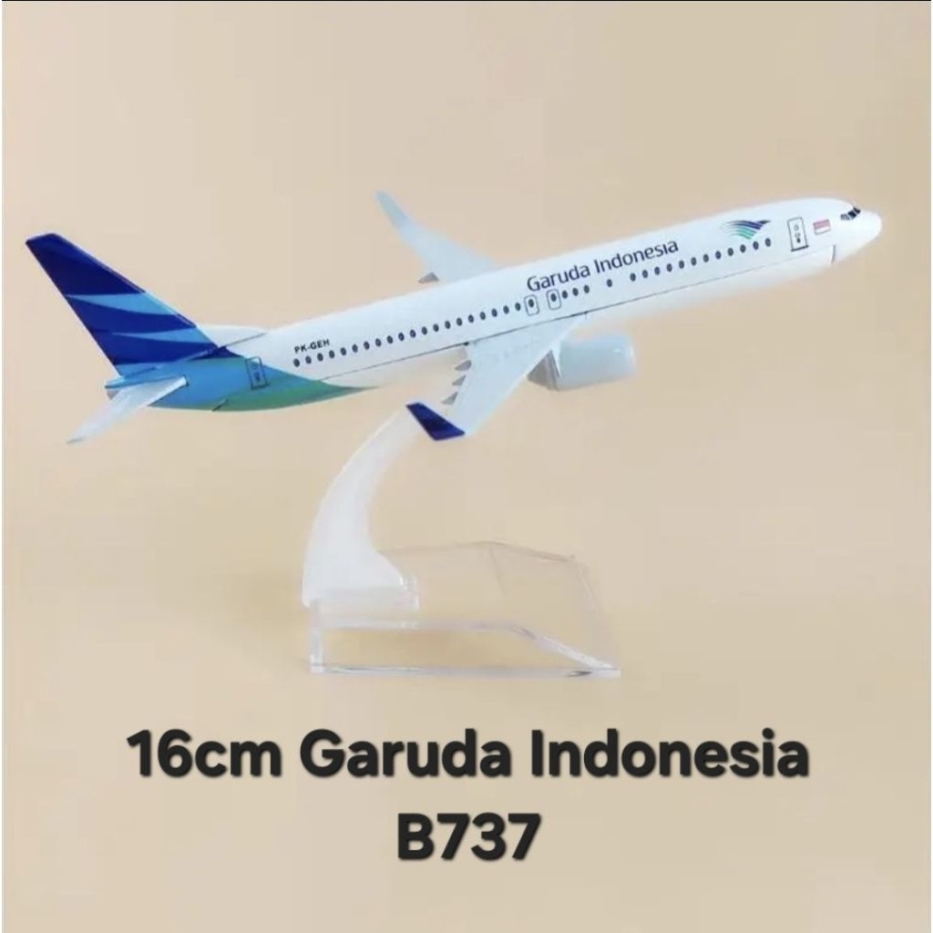 16cm Pesawat Garuda Indonesia Boeing 737 B737 Diecast Metal Alloy Mainan Pajangan Hiasan Koleksi Had