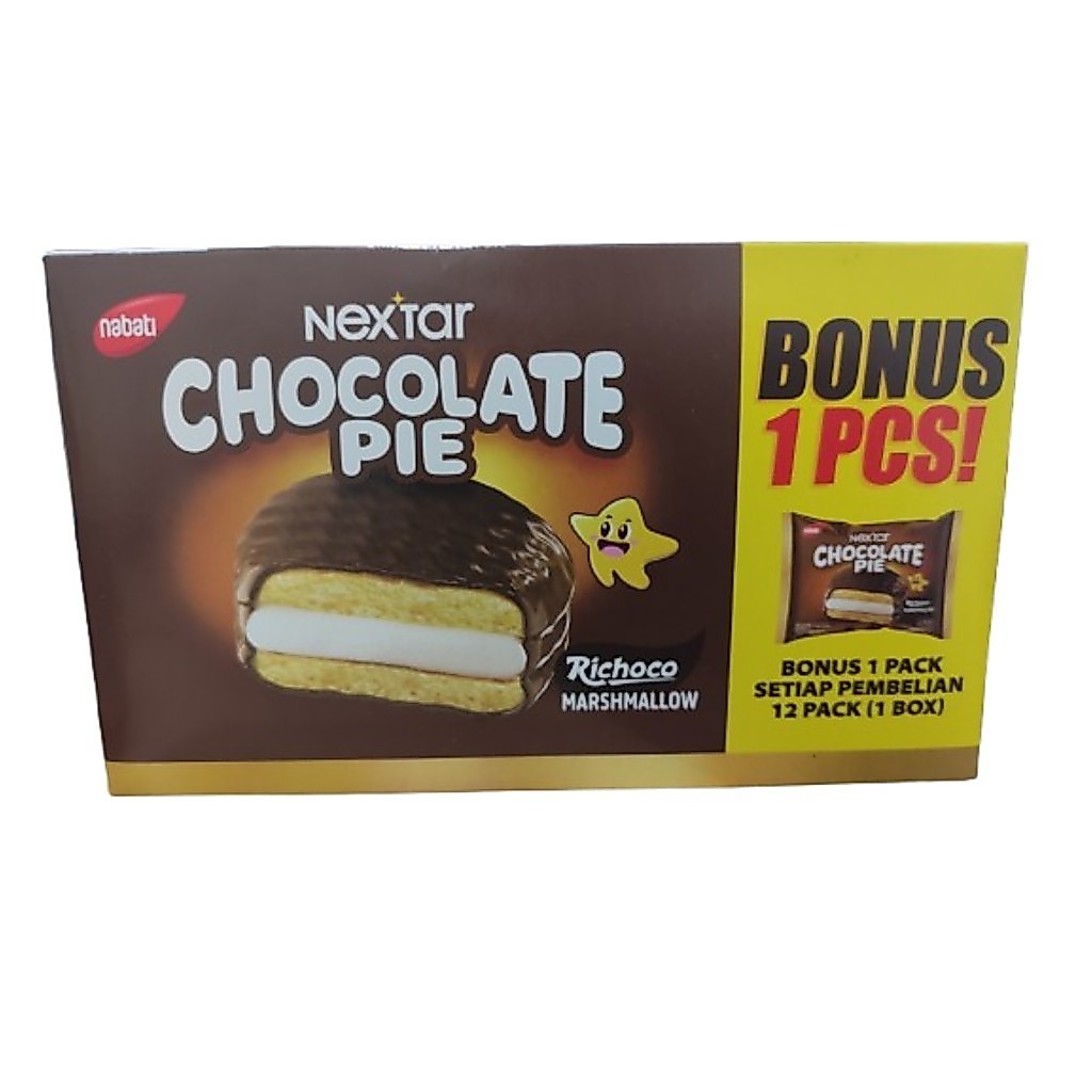 NABATI NEXTAR CHOCOLATE CHOCO PIE DUS ISI 12+1 PCS 24gr KUE COKLAT MASRHMALLOW GRAM SNACK MAKANAN