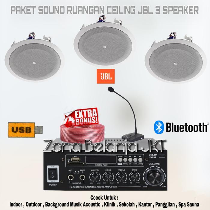 PAKET SOUND RUANGAN SPEAKER CEILING JBL 8 INCH 3 SPEAKER ( SET 1 )