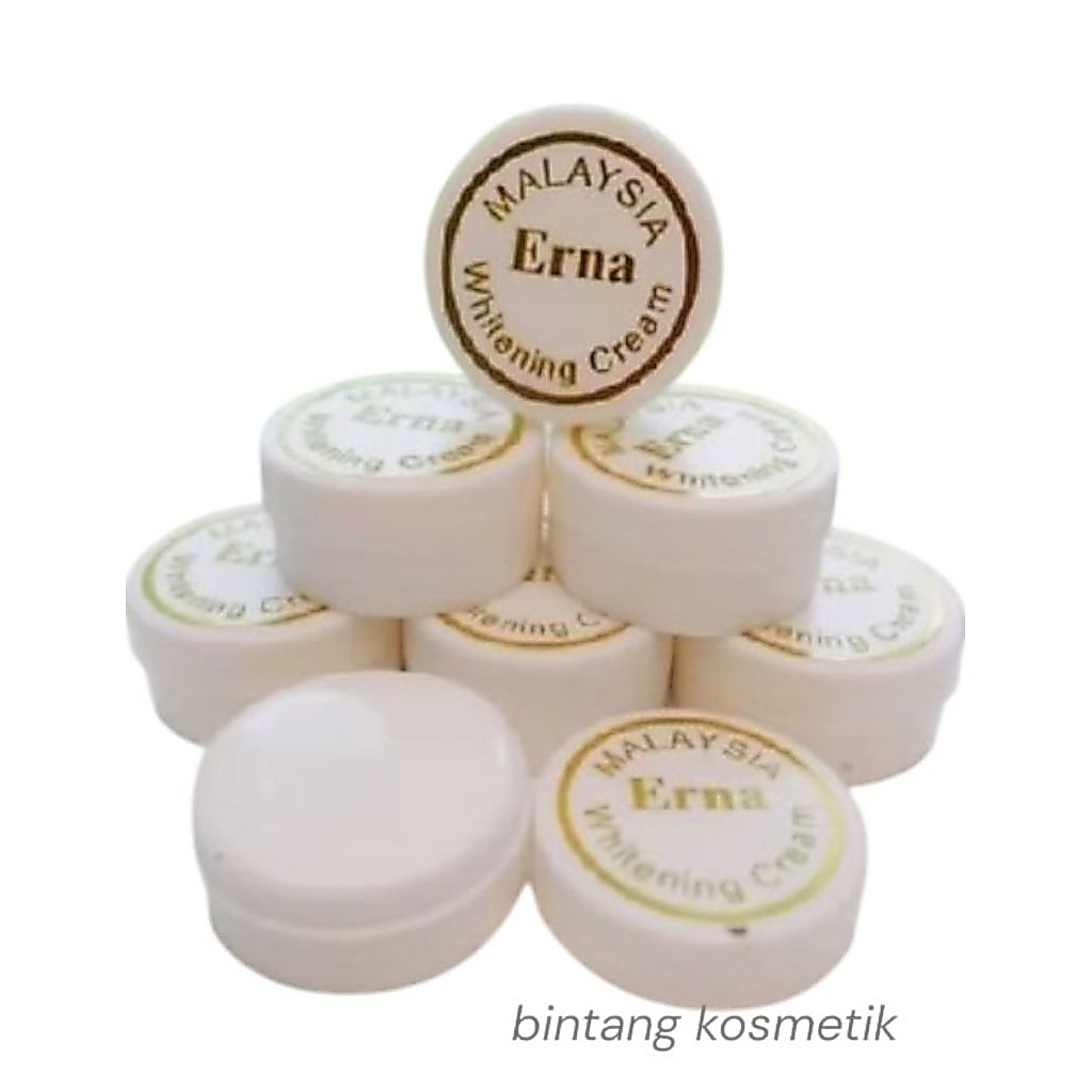 Cream Erna Malaysia - Pencerah Wajah, Perawatan Siang & Malam, Varian Kuning & Putih 12pcs