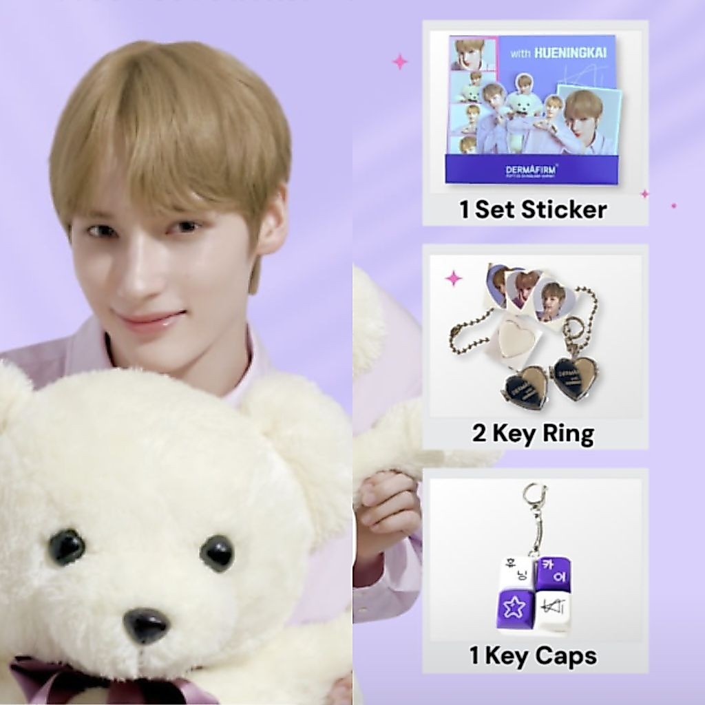 TXT HUENINGKAI TOMMOROW X TOGETHER X DERMAFIRM GIFT SET STICKER KEYCAPS KEYRING KEYCHAIN COLLABORATI