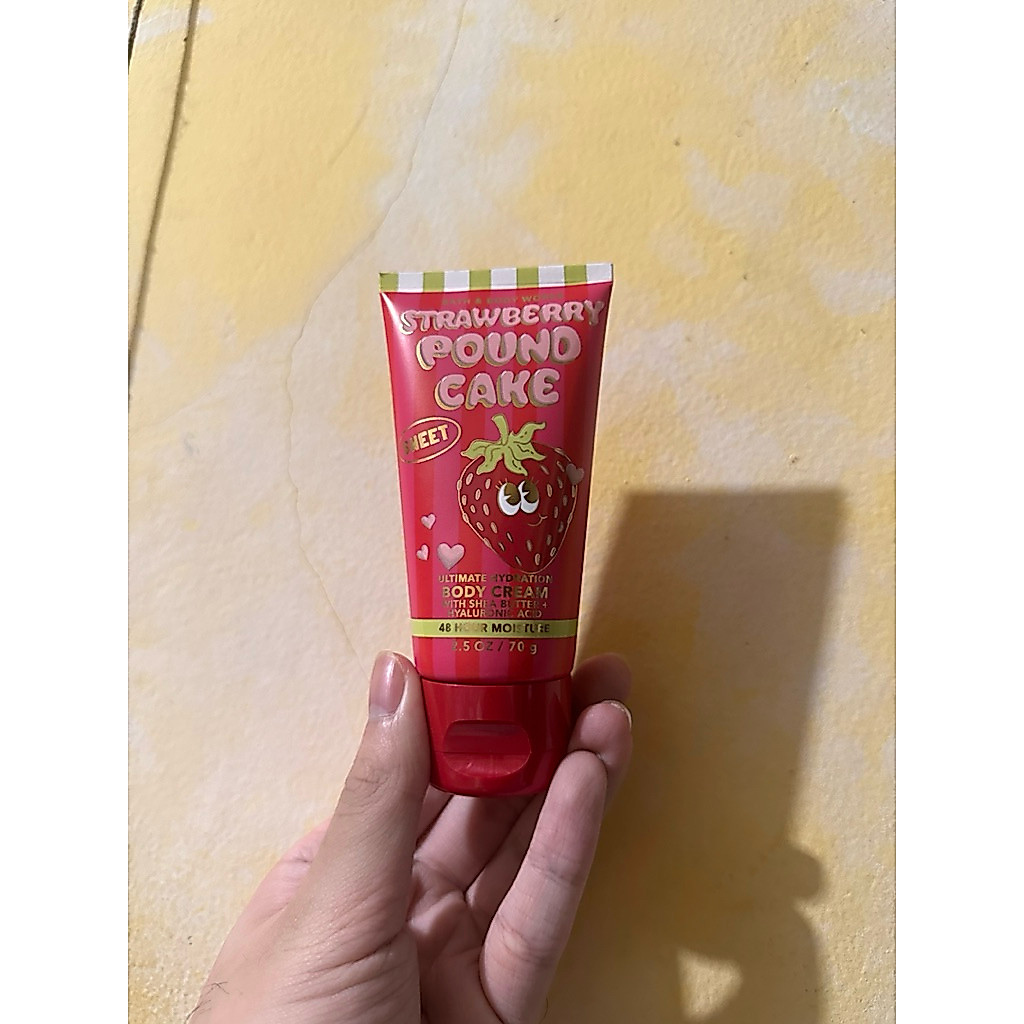Bath and body Works BBW Body Cream Creme Lotion Strawberry Pound Cake Shea Butter Original 100% Trav