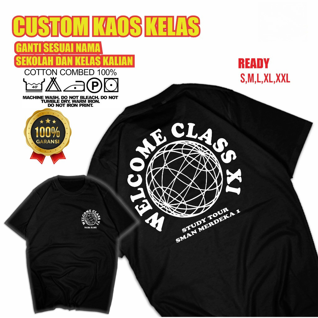 KAOS KELAS DESAIN LUCU UNTUK KENANG KENANGAN BEBAS CUSTOM TEKS MAUPUN GAMBAR SMP ATAU SMA