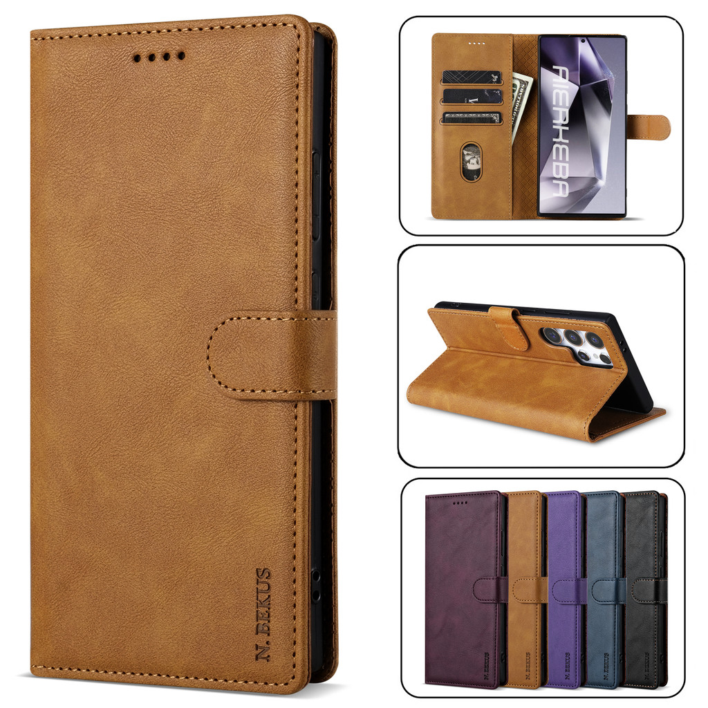 Business Leather Phone Case For Samsung Galaxy S25 S24 S23 Ultra S22 S21 FE S20 S10 Plus Note20 Flip