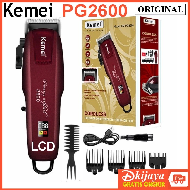 KEMEI 2600 Original 2600PG DIGITAL LCD Alat Cukur Rambut CAS Hair Trimmer Clipper KM KM2600 KM-2600 