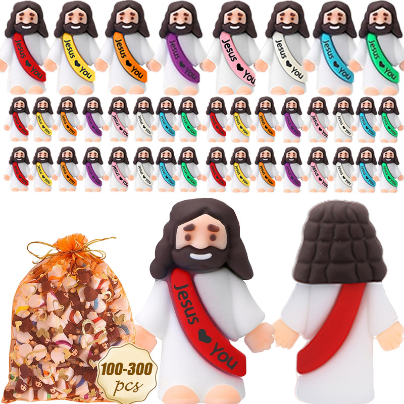100/200/300PCS Mini Jesus Figurines in Bulk Little Jesus Figures to Hide and Seek Jesus Loves You Fi