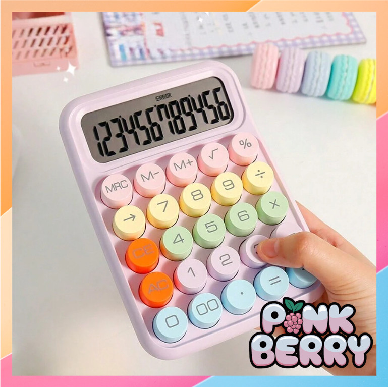 

PINK BERRY 6187 Cute Calculator Electronic Warna Permen Kalkulator Lucu Warna Macaron 12 Digit Display Besar Keyboard Dot Mekanik