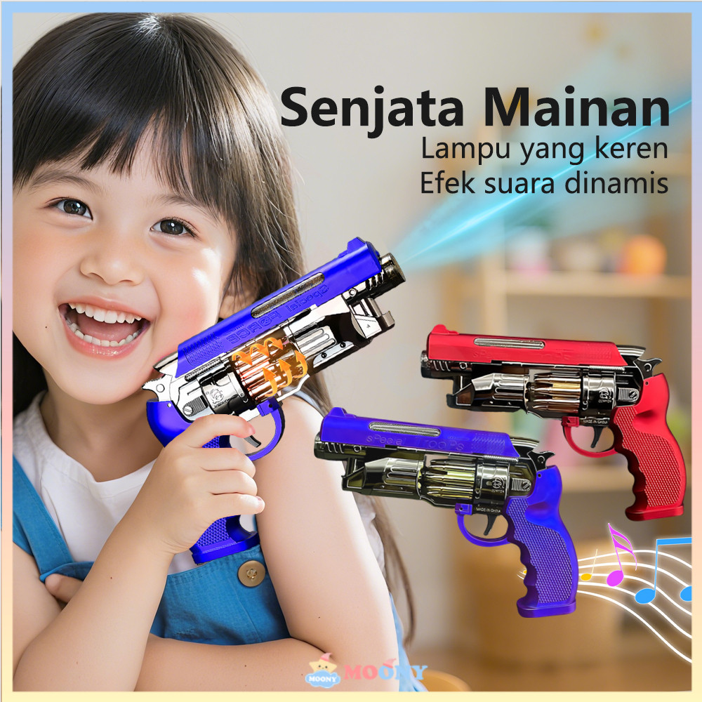 Moony Mainan Anak Senapan Air Water Gun Suara Lampu Led Pistol Tembak Suara
