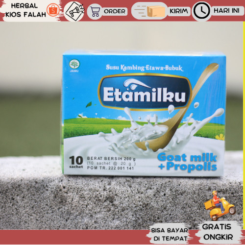 

New Susu Kambing Etawa Bubuk plus Propolis Etamilku Isi 10 Sachet OriginalPremium