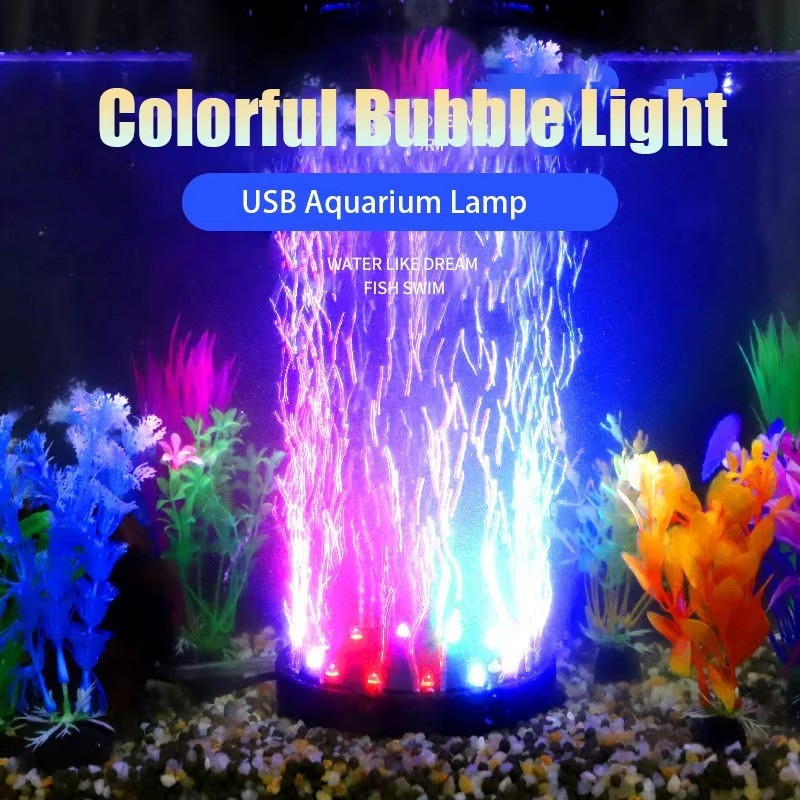 Aerator Aquarium Dekorasi Aquarium Lampu Aquarium LED Batu Aerator Lampu Baterai / USB Hemat Energi