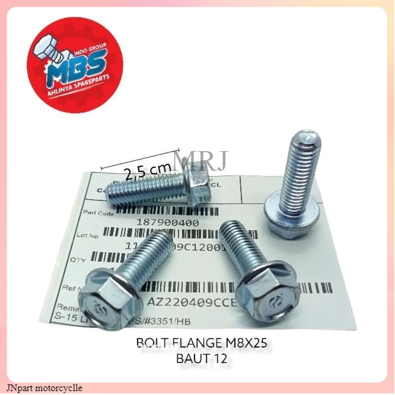 BAUT FLANGE ORIGINAL M8×25 KUNCI 12 BAJA KARBON