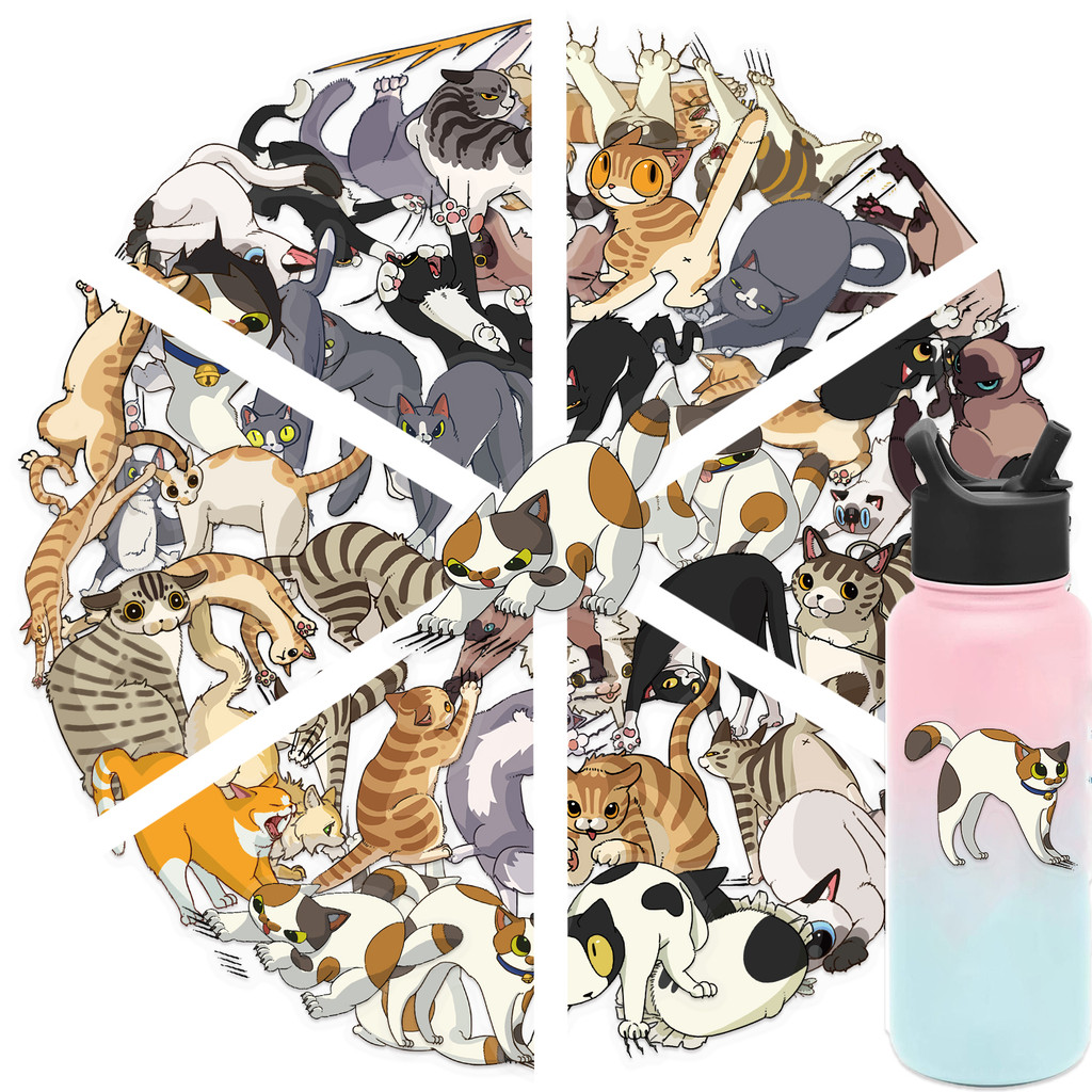 

50pcs PET Cat Scratches Decals Cats Fantasy Transparent Graffiti Stickers DIY Decoration Mobile Phone Notebook Case Stickers