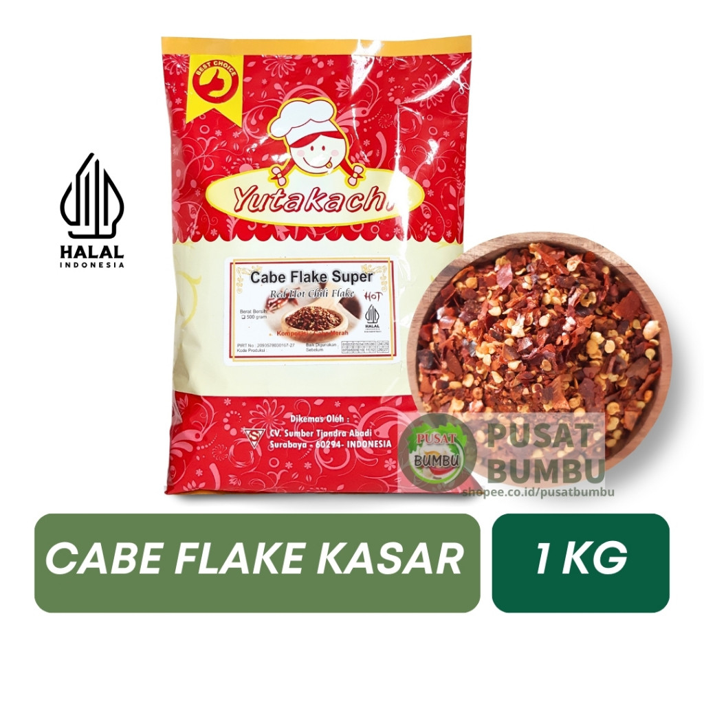 

Cabe Kasar /Cabe Flake 1Kg (Kemasan 500 gr x2) / Cabe Kering / Cabe Giling Kasar / Yutakachi