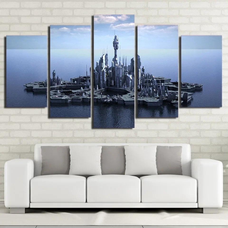 

No Framed Canvas 5Pcs Stargate Atlantis Island Cuadros Posters Wall Art Pictures Decoration Accessories Home Decor Paintings