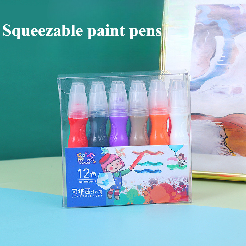 

12 Color Watercolor Pigment Set Acrylic Squeezable Children's Paint Pen Set Portable for Painting Watercolor Pictures