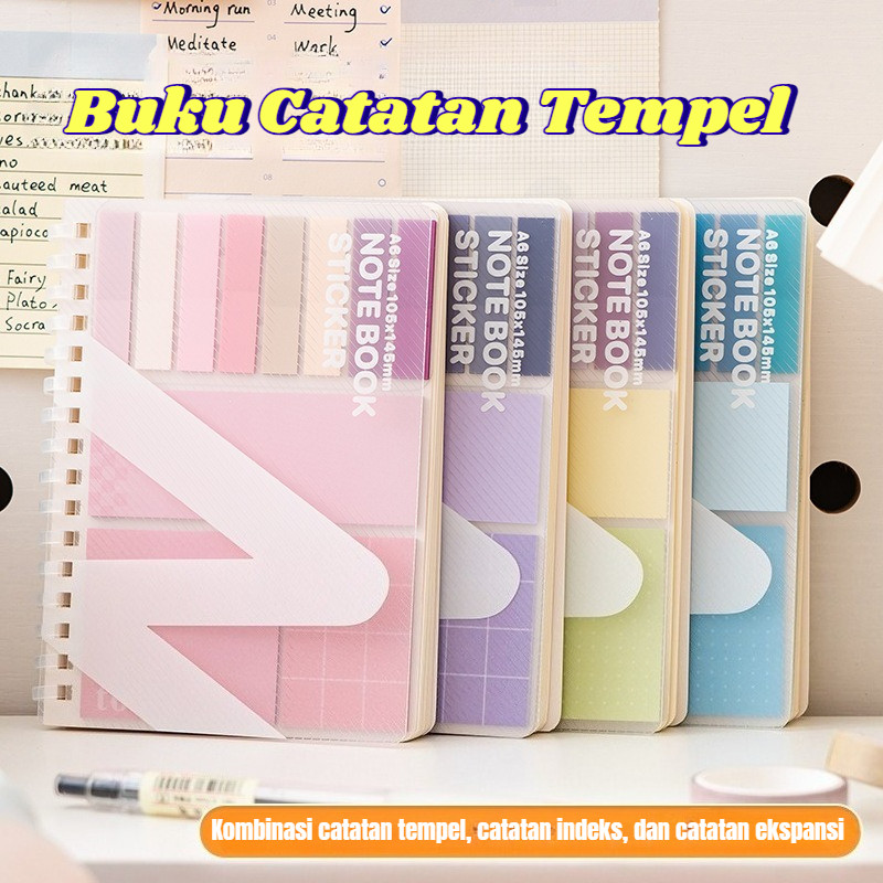 

Buku catatan tempel multifungsi kombinasi gulungan garis horizontal lepas stiker indeks catatan tempel