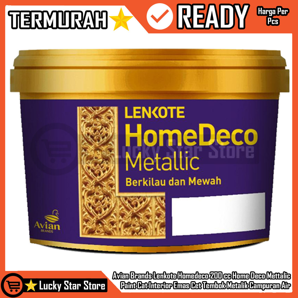 Avian Brands Lenkonte Homedeco Metallic Paint 0,2 Liter 200 Cc Cat Water Based Tembok Dekorasi Metal