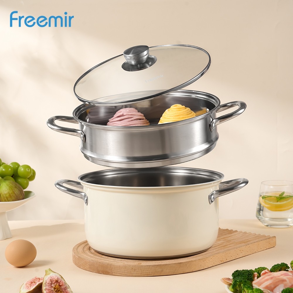 CD34WS Special freemir Panci Kukus 2 Susun 24cm Stainless Steel Anti Karat bisa Kukus dan Rebus panc