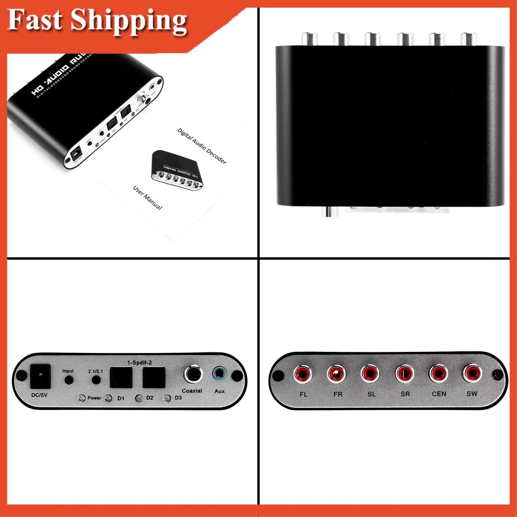 Efficient 5.1 Channel Dts For DOLBY Ac-3 Audio Decoder Digital Optical/Coaxial To Analog Rca Lotus H