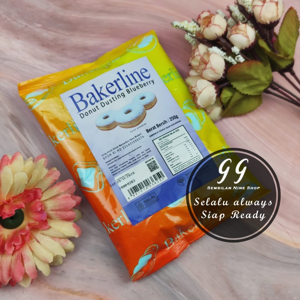 

BAKERLINE BLUEBERRY Donut Dusting 250 Gram Gula Donat Rasa Blue Berry icing sugar warna Biru Muda Bluberi Baker Line