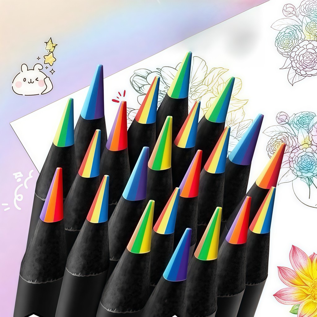 

Seven Color Colored Pencils Multi Color Lead Rainbow Pens Gradient Seven Color Mixed Colors Kindergarten Primary School Students