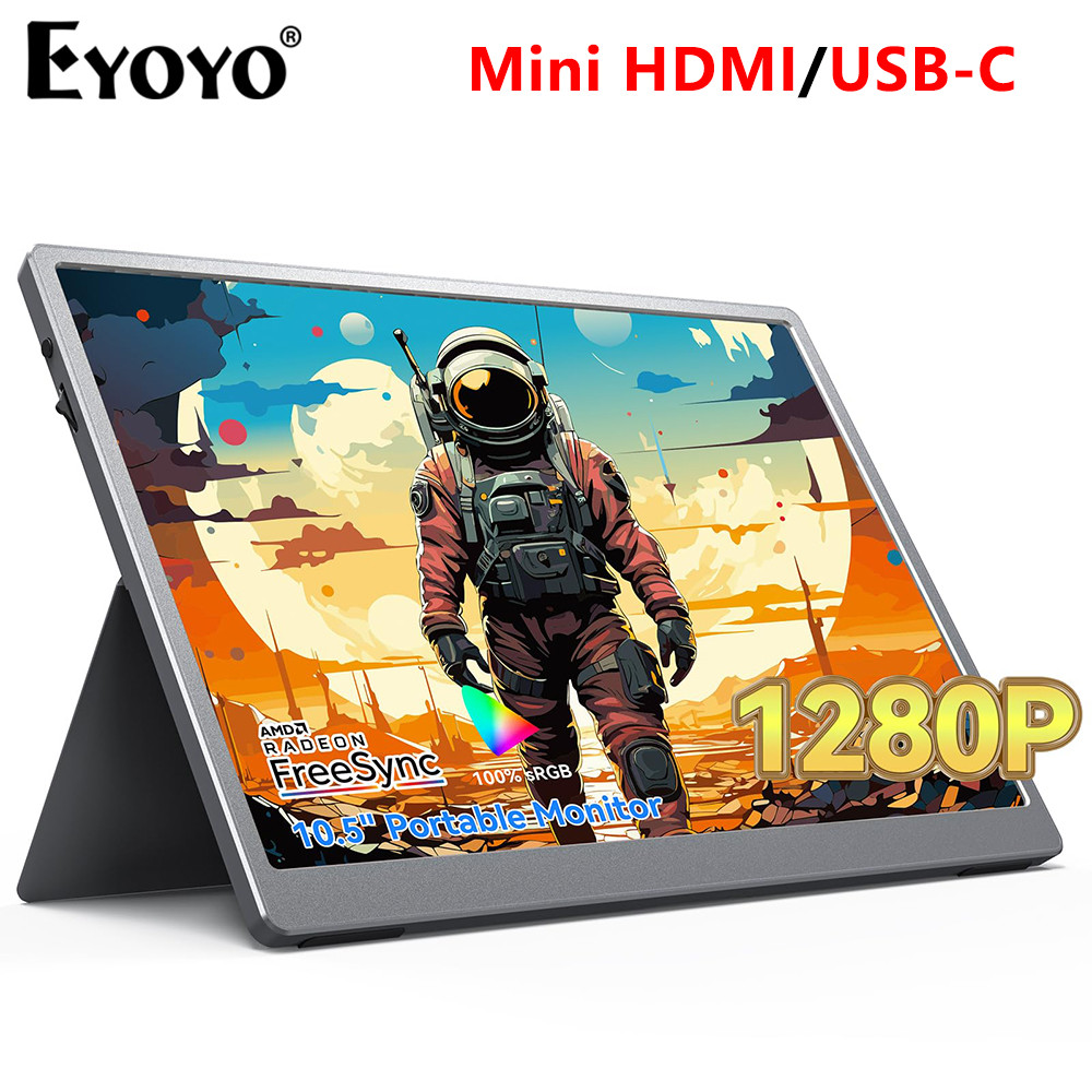 Eyoyo Portable Travel Monitor 10.5 Inch 1920x1280P 100%sRGB IPS Screen Type-C Mini HDMI External Sec