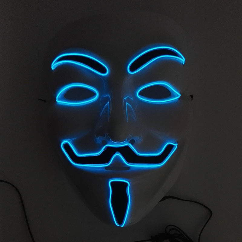 Classical Light Up Anonymous Mask LED Luminous V Mask Cosplay Vendetta Face Mask Glow In Dark For Ad