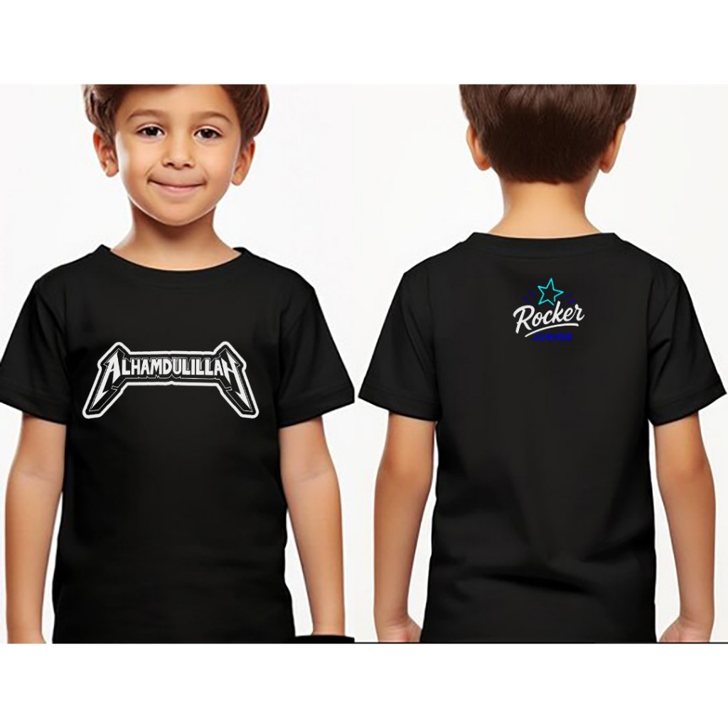 KAOS ANAK PLESETAN ALHAMDULILLAH TULISAN METALLICA II COTTON COMBED 24S