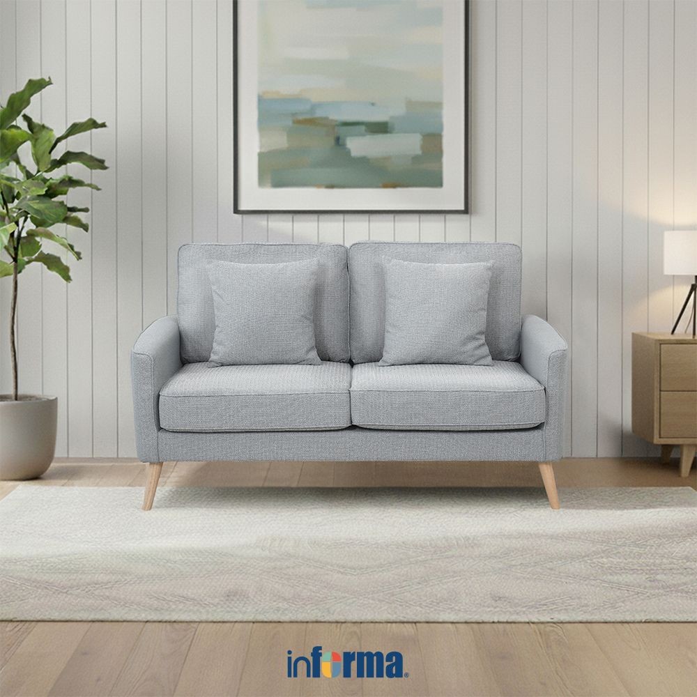 Informa Nordia Neo Alamo Sofa Fabric 2 Seater - Abu-Abu Sofa Ruang Tamu Kursi Sofa Sofa Minimalis Ku