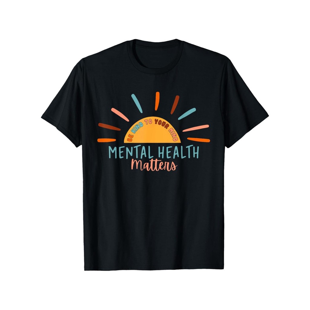 Kaos Kesadaran Kesehatan Mental Pria - Kaos Katun Kasual dengan Desain Matahari