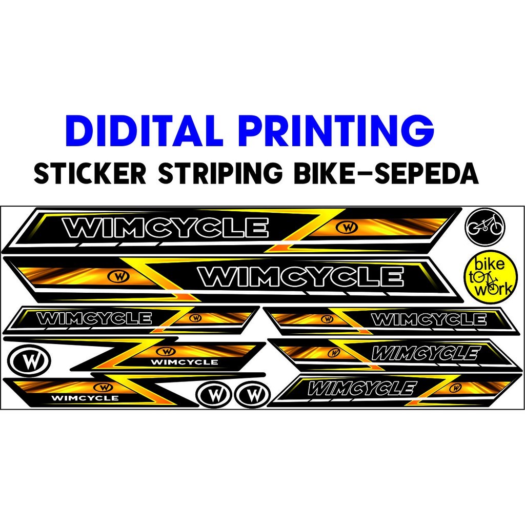 STIKER SEPEDA VARIASI / POLET TEMPELAN VARIASI MOTIF GOLD WIMCYCLE VARIASI SEPEDA BIKE STIKER SET