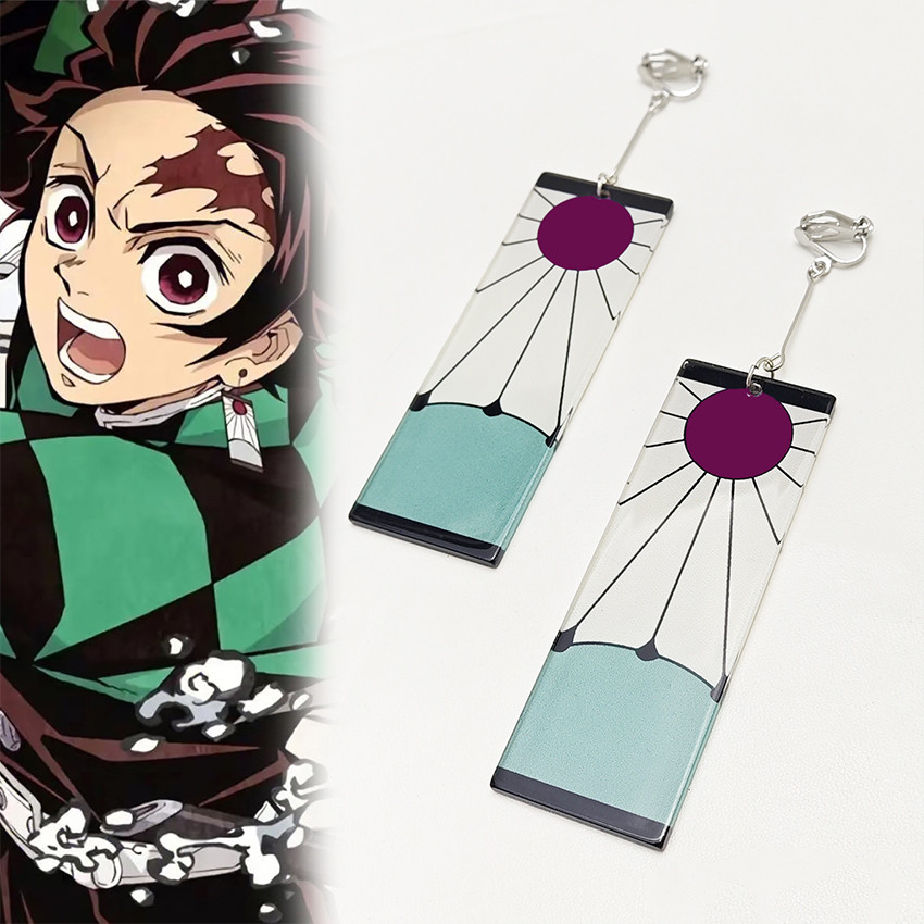 Owl Store - Anting Gantung Motif Demon Slayer Anime Anting Tanjiro Earrings Aksesoris Cosplay