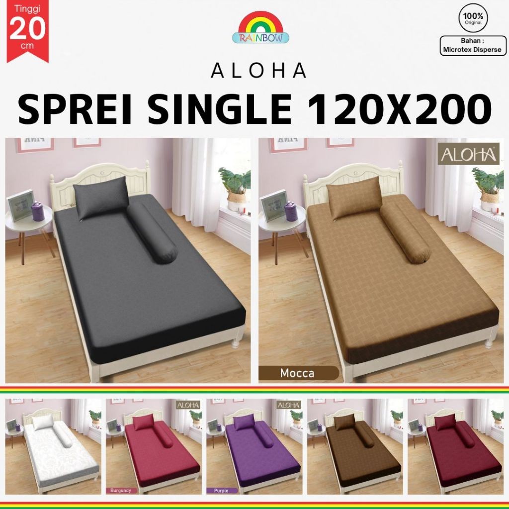 Aloha - Sprei FITTED Single (120x200) Polos Embossed Terlaris pilihan