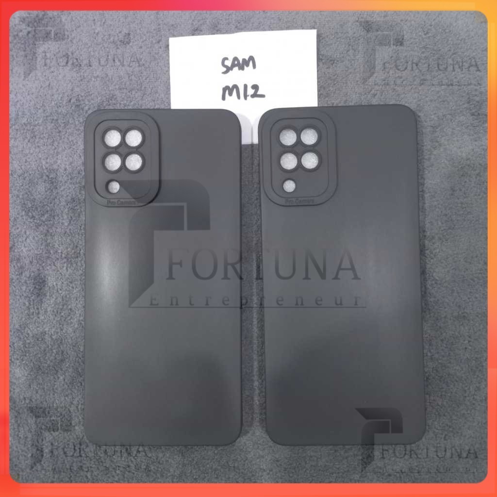 Black Matte Case Samsung M12 , M22 , M32 Softcase Hitam Polos Liquid Silicone Pro Camera