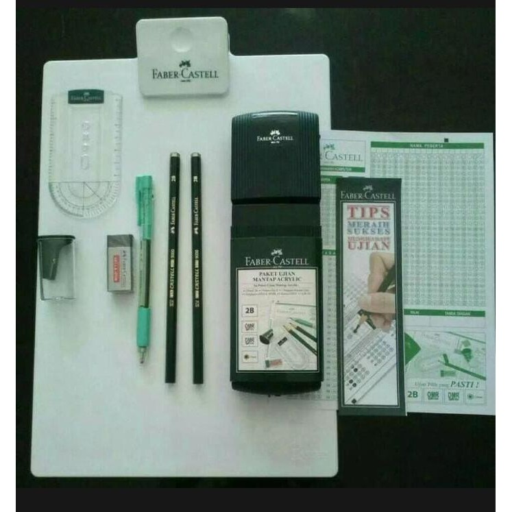 Paket Ujian Faber Castell/ Acrylic Papan Ujian Clipboard/ Paket Mantap