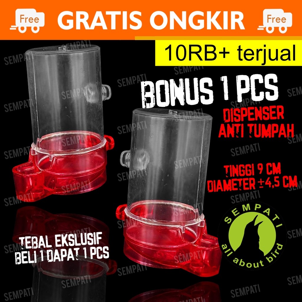 SEMPATI Cepuk Tabung Dispenser Kenari Elite Song Tempat Pakan Minum Burung Kenari Lovebird Pleci Ham