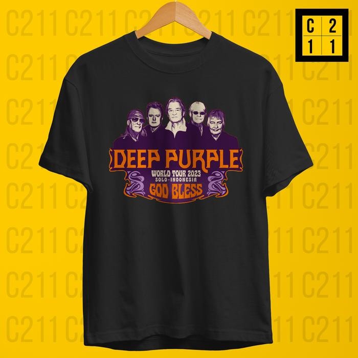 (COD) Baju Tshirt Kaos Deep Purple World Tour 2023 Solo Indonesia - Hitam, S