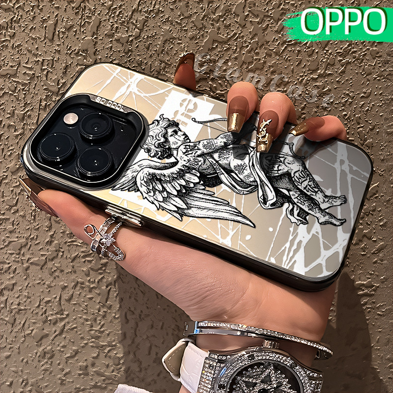Unik Angel Glossy Hologram PC Case OPPO A18 A57 A16 A15 A17 A60 A3x A3s A5s A54 A53 A12 A31 A58 A1K 