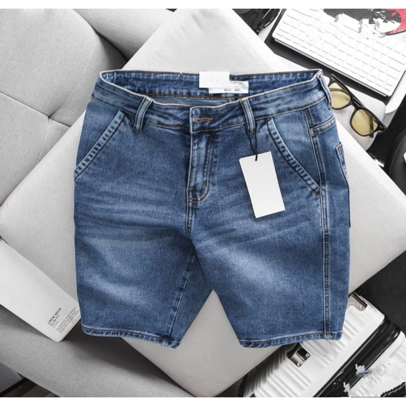 RIRUSHOP celana pendek jeans pria - celana jeans pria - celana pendek - celana cowok pendek - celana