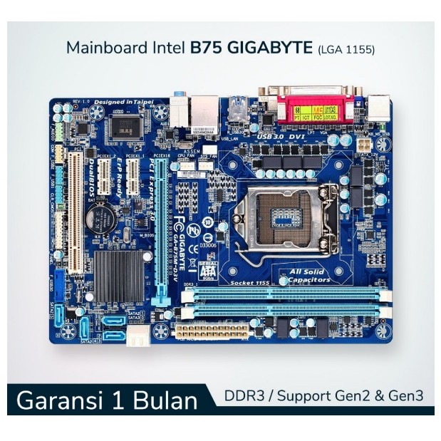 Hot Mainboard Intel Gigabyte B75 LGA 1155 DDR3 Support Gen3